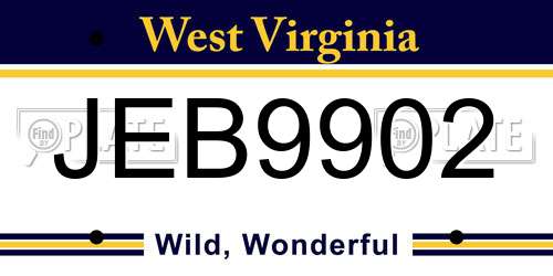 JEB9902 West Virginia License Plate