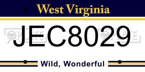 JEC8029 West Virginia License Plate