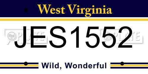 JES1552 West Virginia License Plate