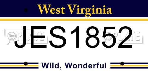 JES1852 West Virginia License Plate