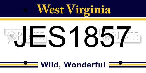 JES1857 West Virginia License Plate
