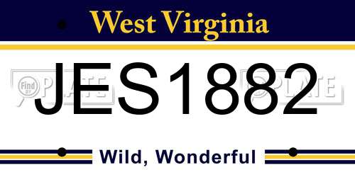 JES1882 West Virginia License Plate