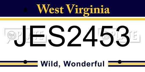 JES2453 West Virginia License Plate