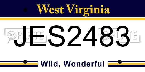 JES2483 West Virginia License Plate