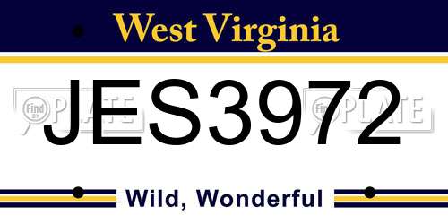 JES3972 West Virginia License Plate