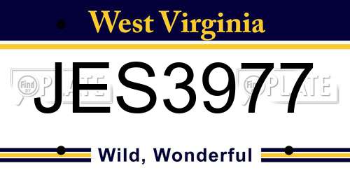 JES3977 West Virginia License Plate