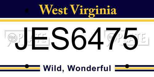 JES6475 West Virginia License Plate
