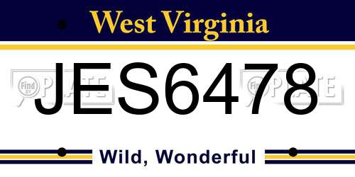 JES6478 West Virginia License Plate
