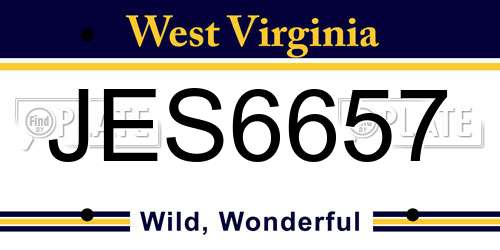 JES6657 West Virginia License Plate