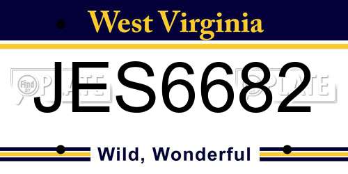 JES6682 West Virginia License Plate
