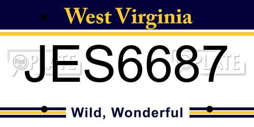 JES6687 West Virginia License Plate