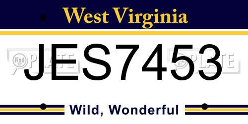 JES7453 West Virginia License Plate