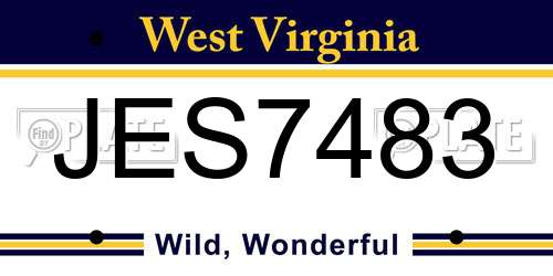 JES7483 West Virginia License Plate