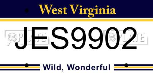 JES9902 West Virginia License Plate