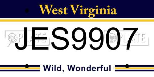 JES9907 West Virginia License Plate