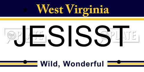 JESISST West Virginia License Plate