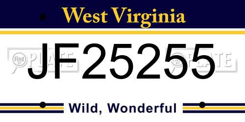 JF25255 West Virginia License Plate
