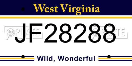 JF28288 West Virginia License Plate