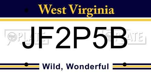 JF2P5B West Virginia License Plate