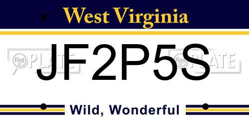JF2P5S West Virginia License Plate