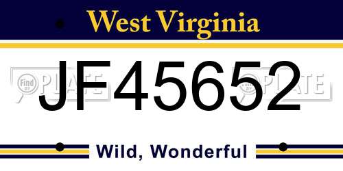 JF45652 West Virginia License Plate