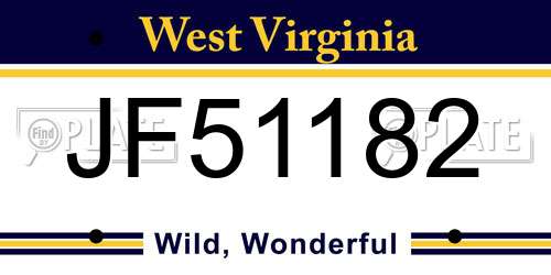 JF51182 West Virginia License Plate