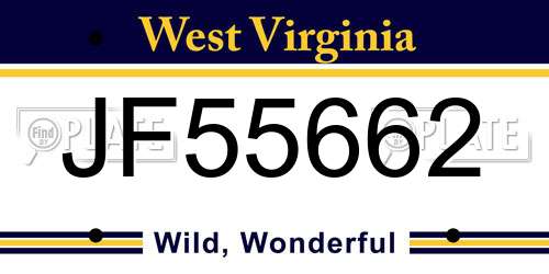 JF55662 West Virginia License Plate
