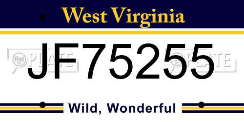 JF75255 West Virginia License Plate