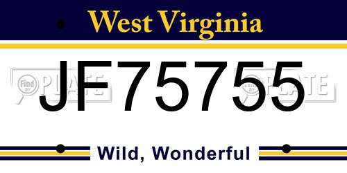 JF75755 West Virginia License Plate