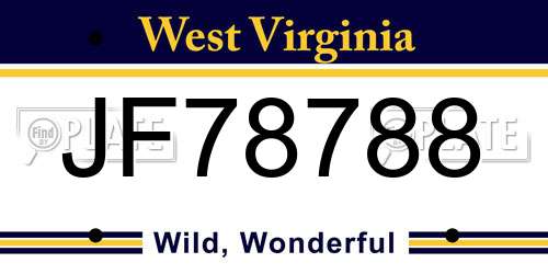 JF78788 West Virginia License Plate