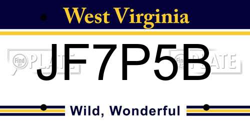 JF7P5B West Virginia License Plate