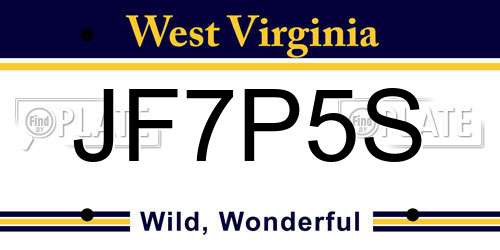 JF7P5S West Virginia License Plate