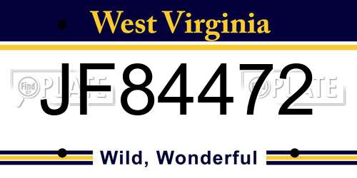 JF84472 West Virginia License Plate