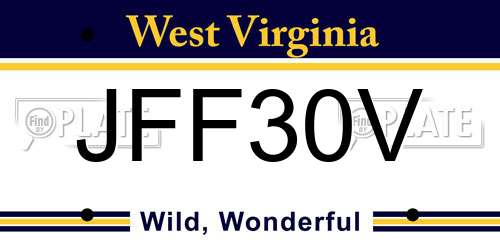 JFF30V West Virginia License Plate