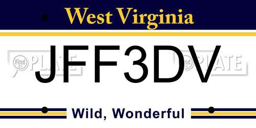 JFF3DV West Virginia License Plate