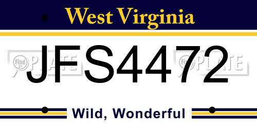 JFS4472 West Virginia License Plate