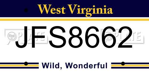JFS8662 West Virginia License Plate