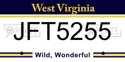 JFT5255 West Virginia License Plate