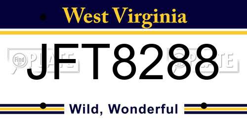 JFT8288 West Virginia License Plate