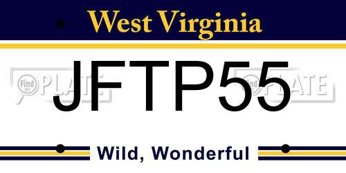 JFTP55 West Virginia License Plate