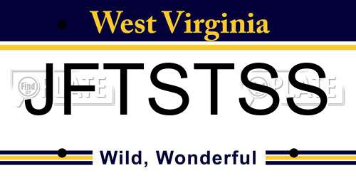 JFTSTSS West Virginia License Plate
