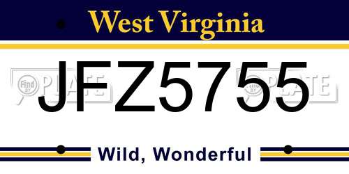 JFZ5755 West Virginia License Plate