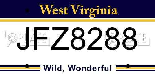 JFZ8288 West Virginia License Plate