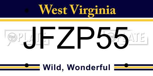 JFZP55 West Virginia License Plate
