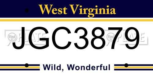 JGC3879 West Virginia License Plate