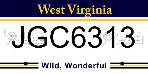 JGC6313 West Virginia License Plate