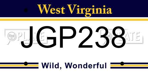 JGP238 West Virginia License Plate