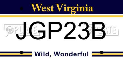 JGP23B West Virginia License Plate