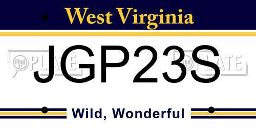 JGP23S West Virginia License Plate