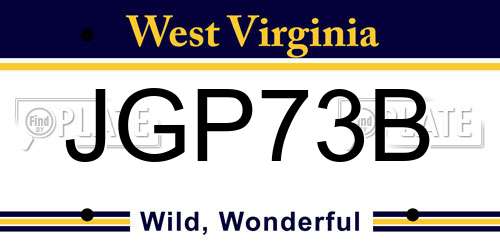 JGP73B West Virginia License Plate
